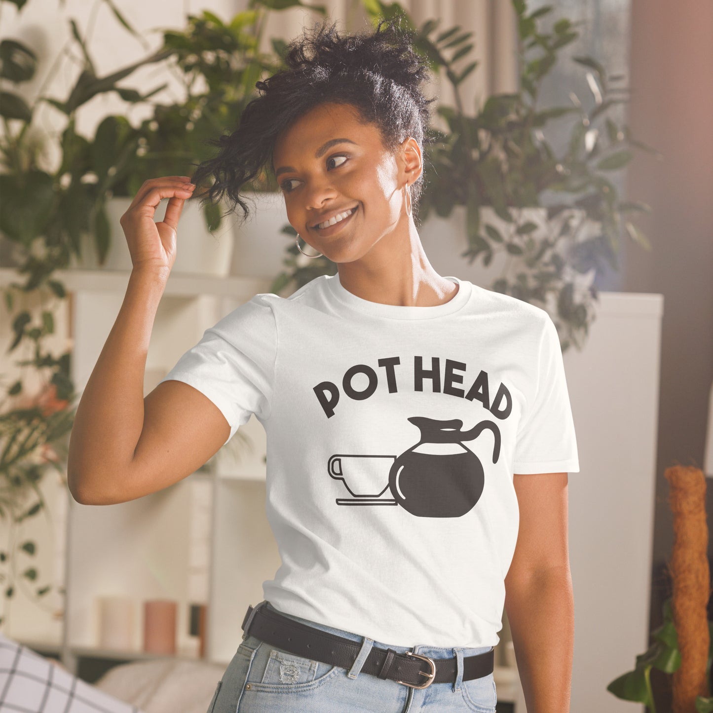 Mens Pot Head T Shirt Funny Coffee Tee For Guys Caffeine Addicted Sarcastic Cool Unisex T-Shirt