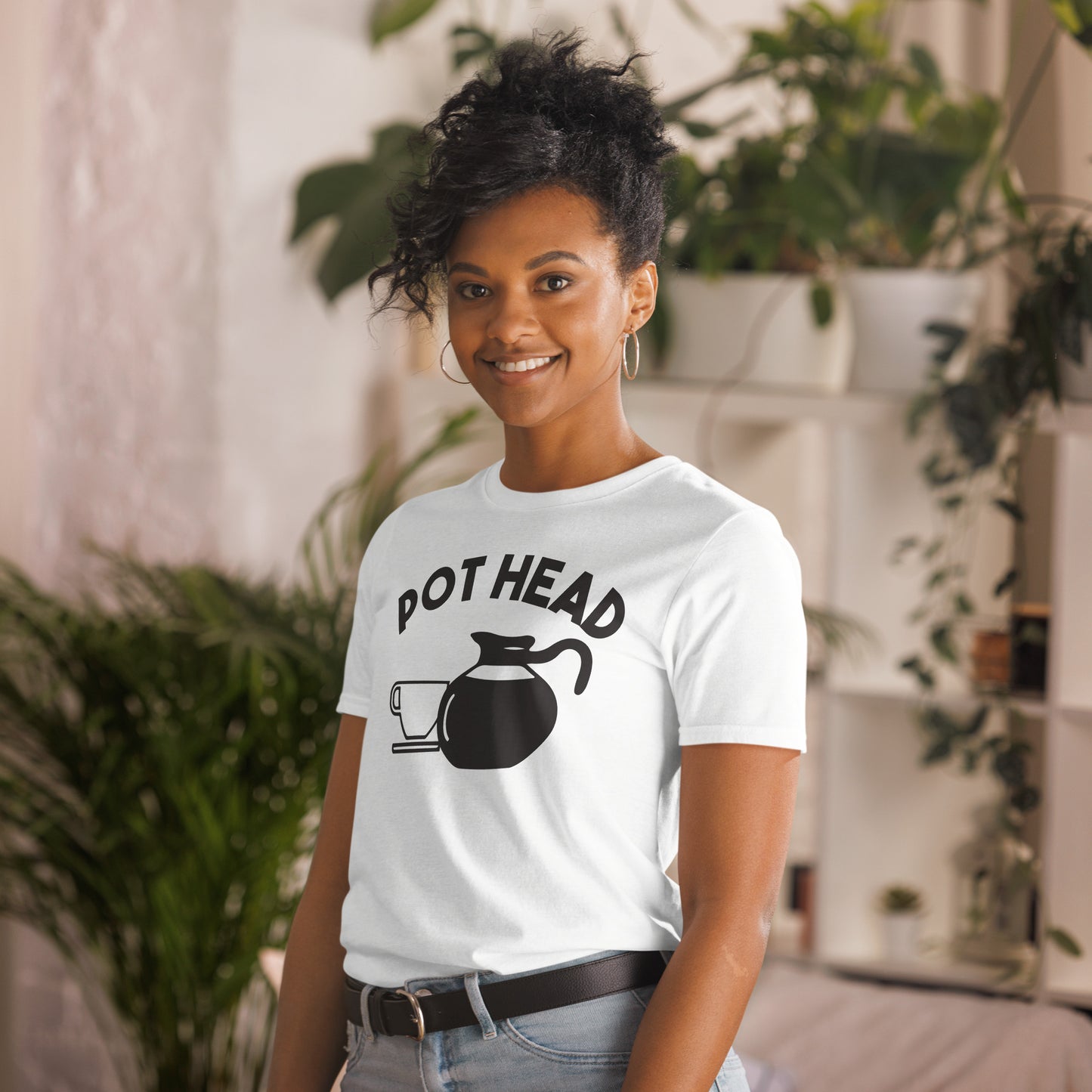 Mens Pot Head T Shirt Funny Coffee Tee For Guys Caffeine Addicted Sarcastic Cool Unisex T-Shirt