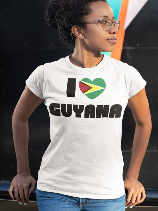 I Love Guyana T-Shirt | Guyanese Flag Heart Outfit| Caribbean Shirt