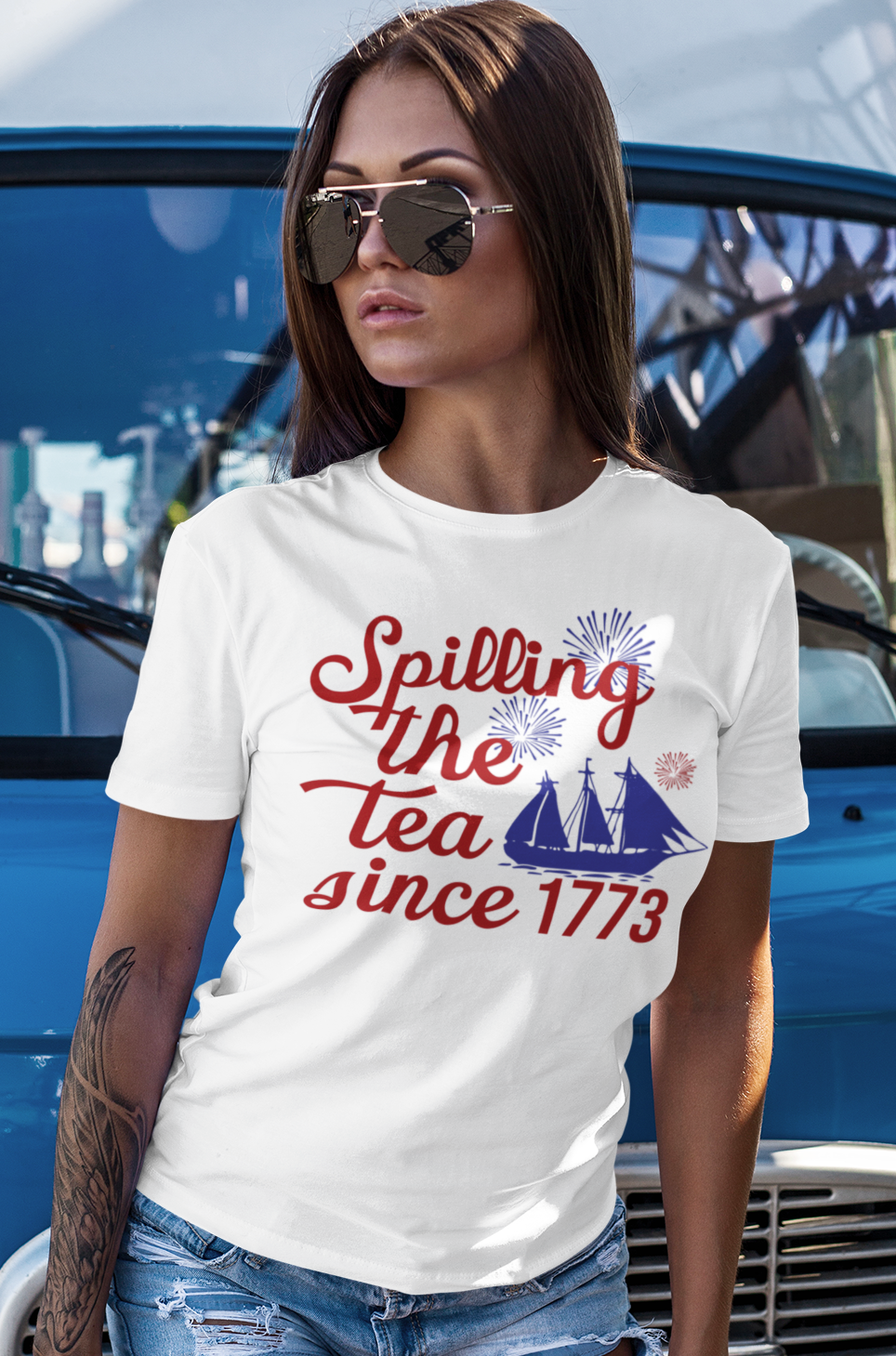 Funny Fourth of July Patriotic Shirt, Spilling The Tea July 4th Shirt
