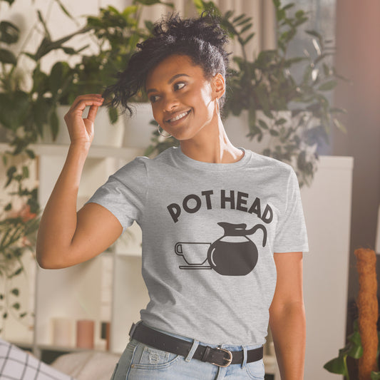 Mens Pot Head T Shirt Funny Coffee Tee For Guys Caffeine Addicted Sarcastic Cool Unisex T-Shirt